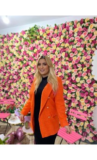 Gold Düğme Detay Turuncu Blazer